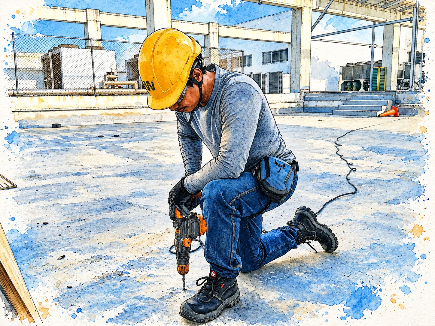 Acuarela del proyecto construcción de un pasante con protección en azotea