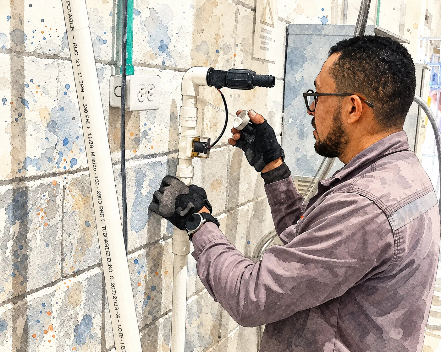 Acuarela del proyecto instalación de un sistema de conducción de agua para uso industrial
