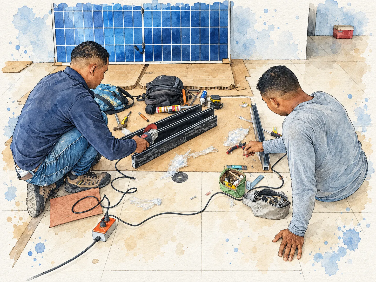 Acuarela del proyecto modificación de fachada y adecuaciones en oficina