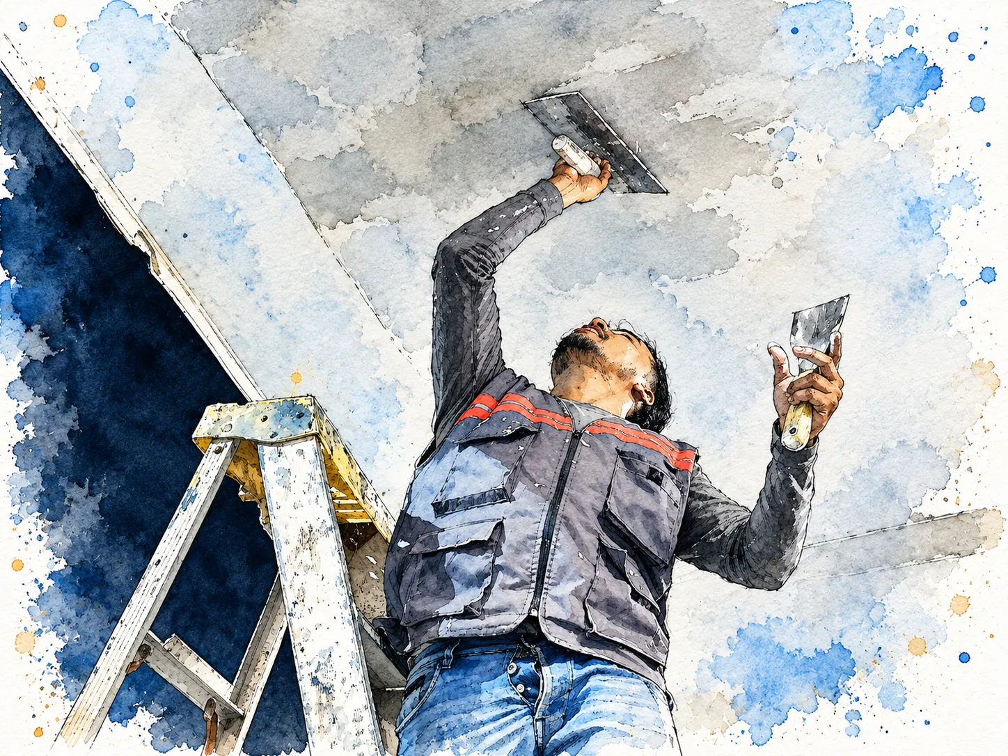 Acuarela del proyecto pintura de baños y reparaciones de acabados en un edificio