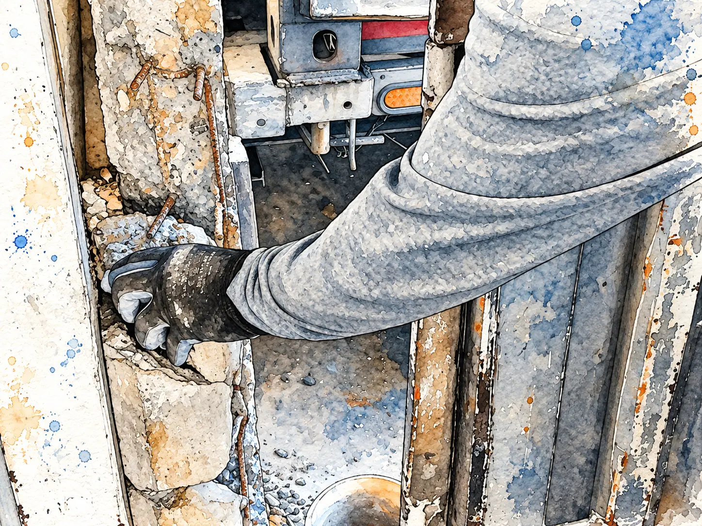Acuarela del proyecto reparación de muros en muelles de carga